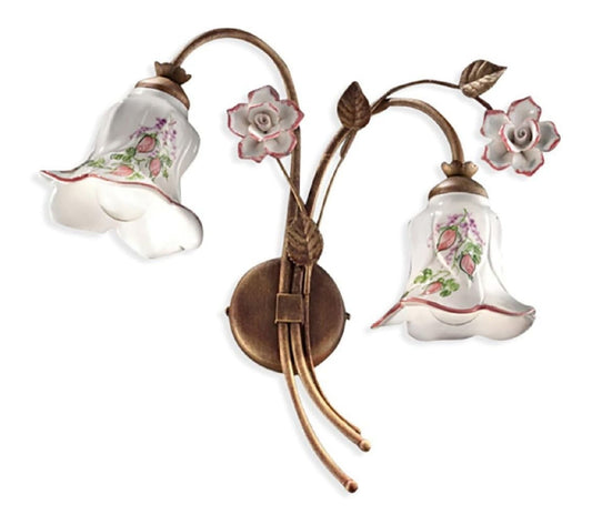 Lampada da parete Ferroluce Retro Applique Luci Ceramica oro