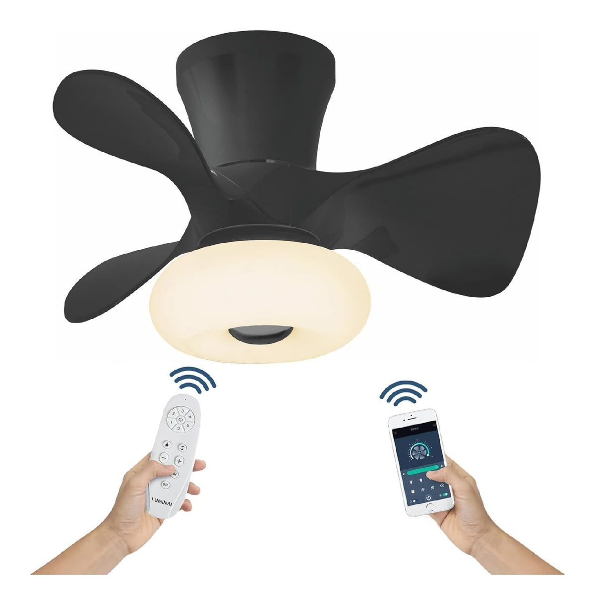 Ventilatore da soffitto con luce regolabile con telecomando bianco con telecomando LED integrato