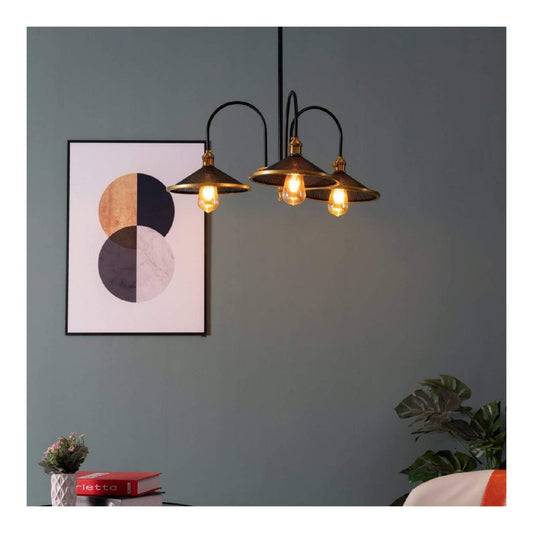 Lampada a sospensione 63 cm struttura in metallo ottone
