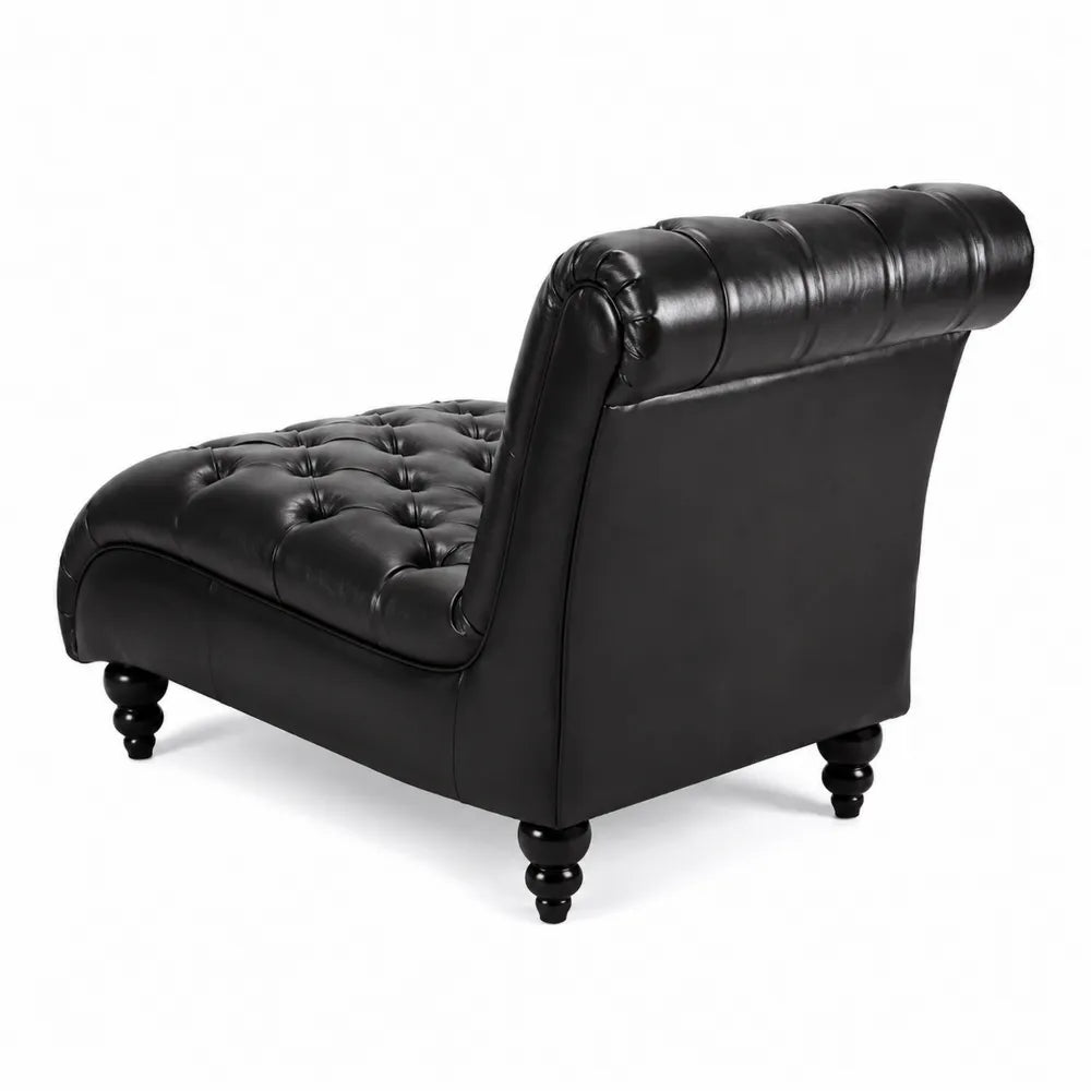 Chaise Longue in Pelle Sintetica Nera con