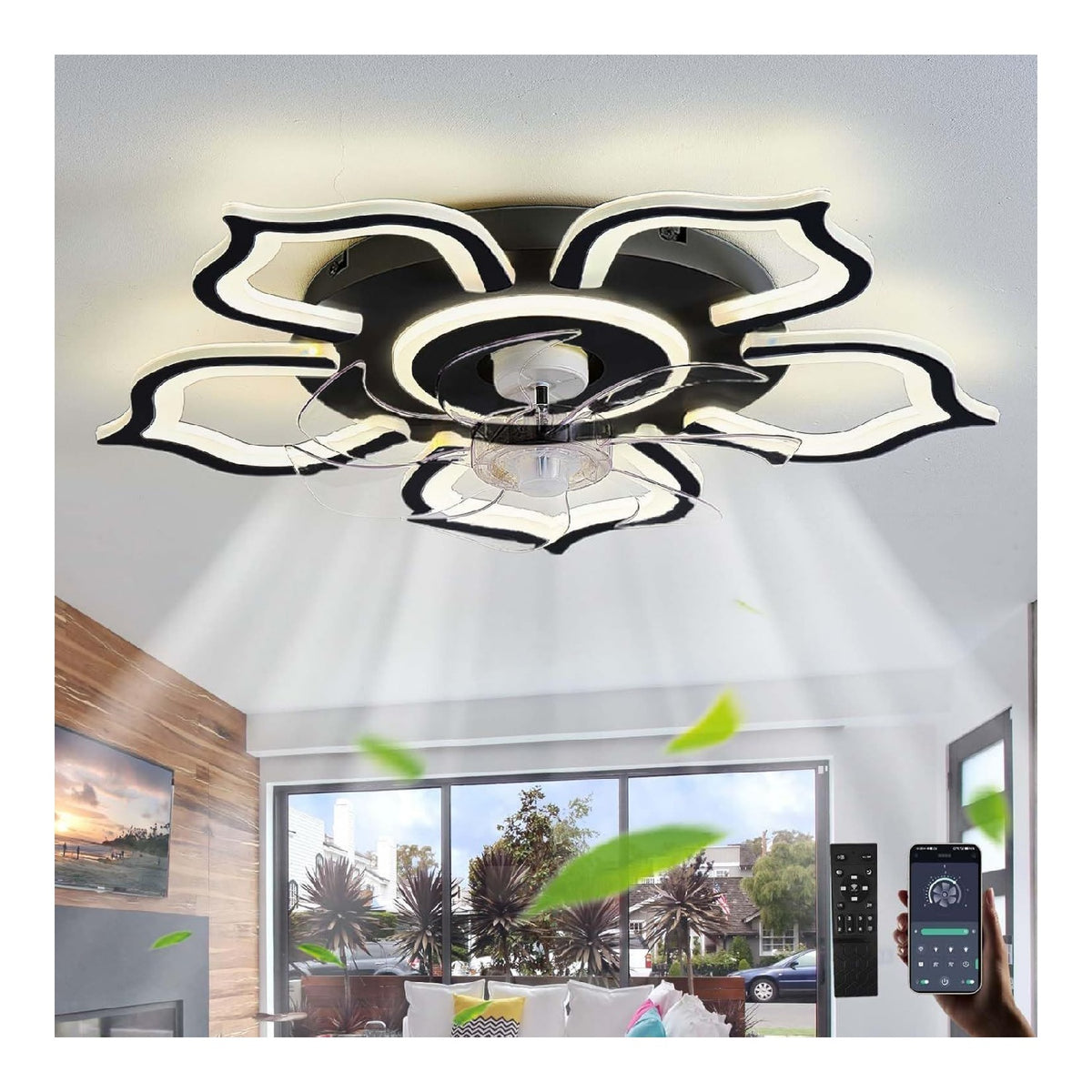 Lampadario da soffitto Dimmerabile Plafoniera Ventilatore Velocita Lampadario nero