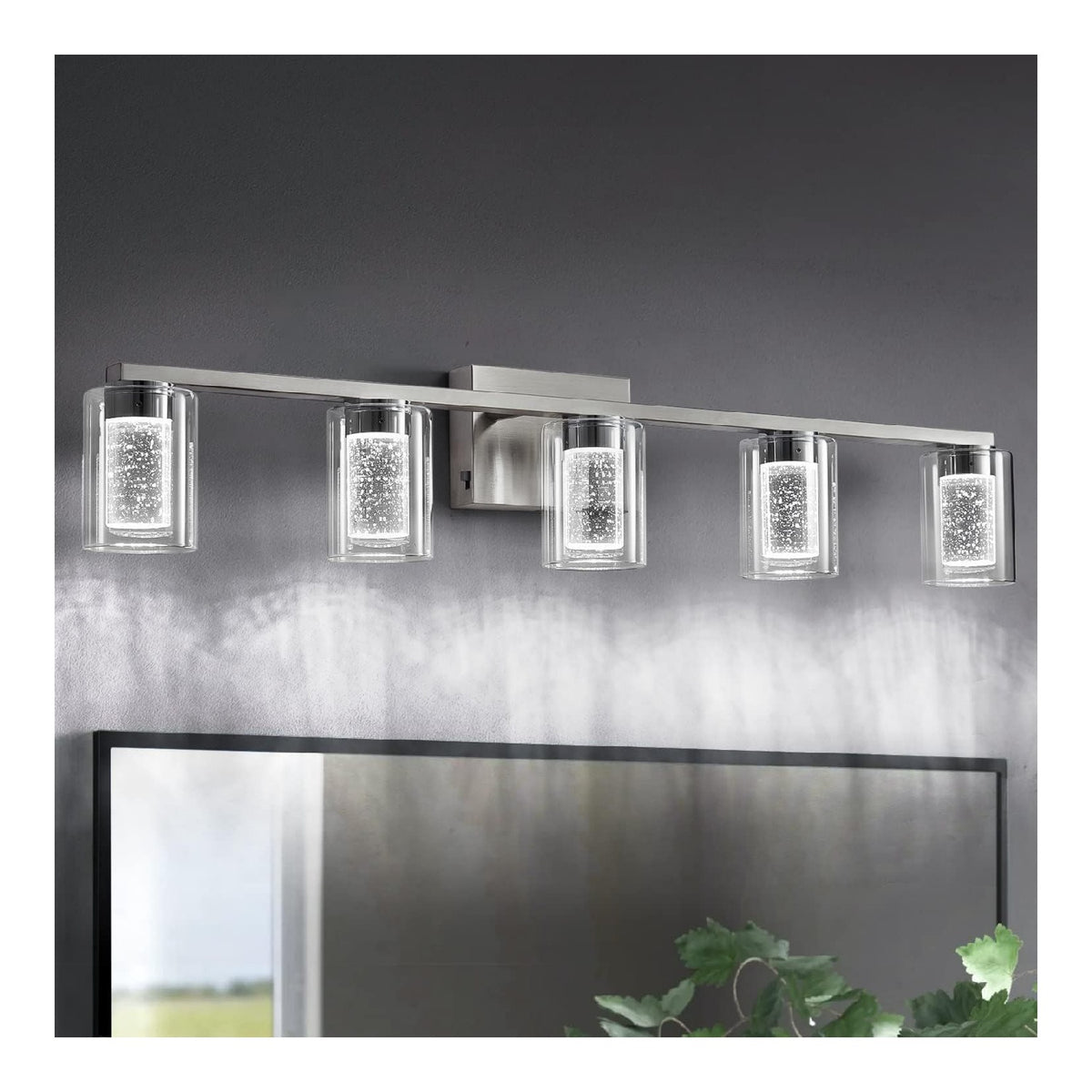 apparecchi illuminazione bagno, nichel spazzolato dimmerabile con cristalli bianco