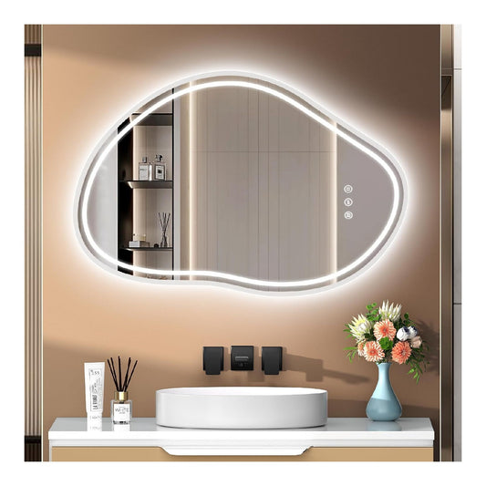 Specchio bagno illuminazione, specchio asimmetrico dimmerabile regolabile bianco
