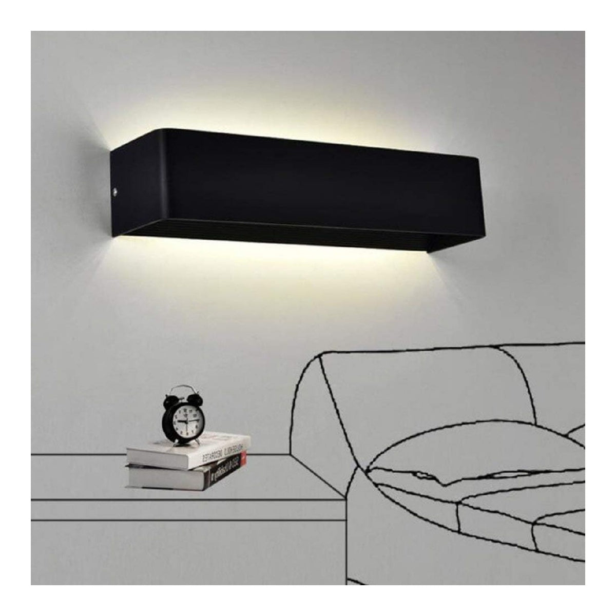Applique da parete linea minimalista in alluminio nero