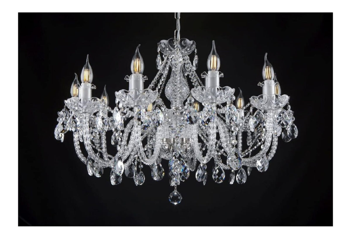 Lampadario a soffitto con cristalli finitura ottone ottone