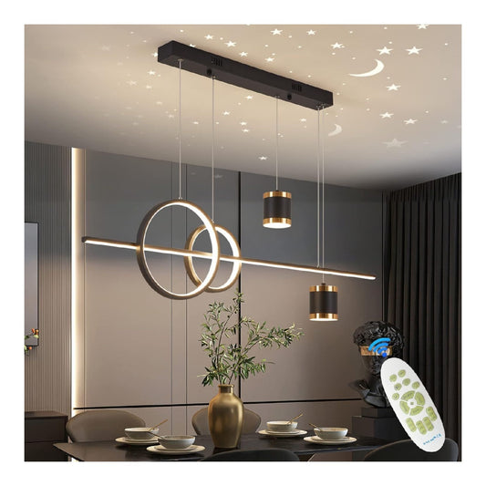 Lampadario decorativo con telecomando in alluminio oro