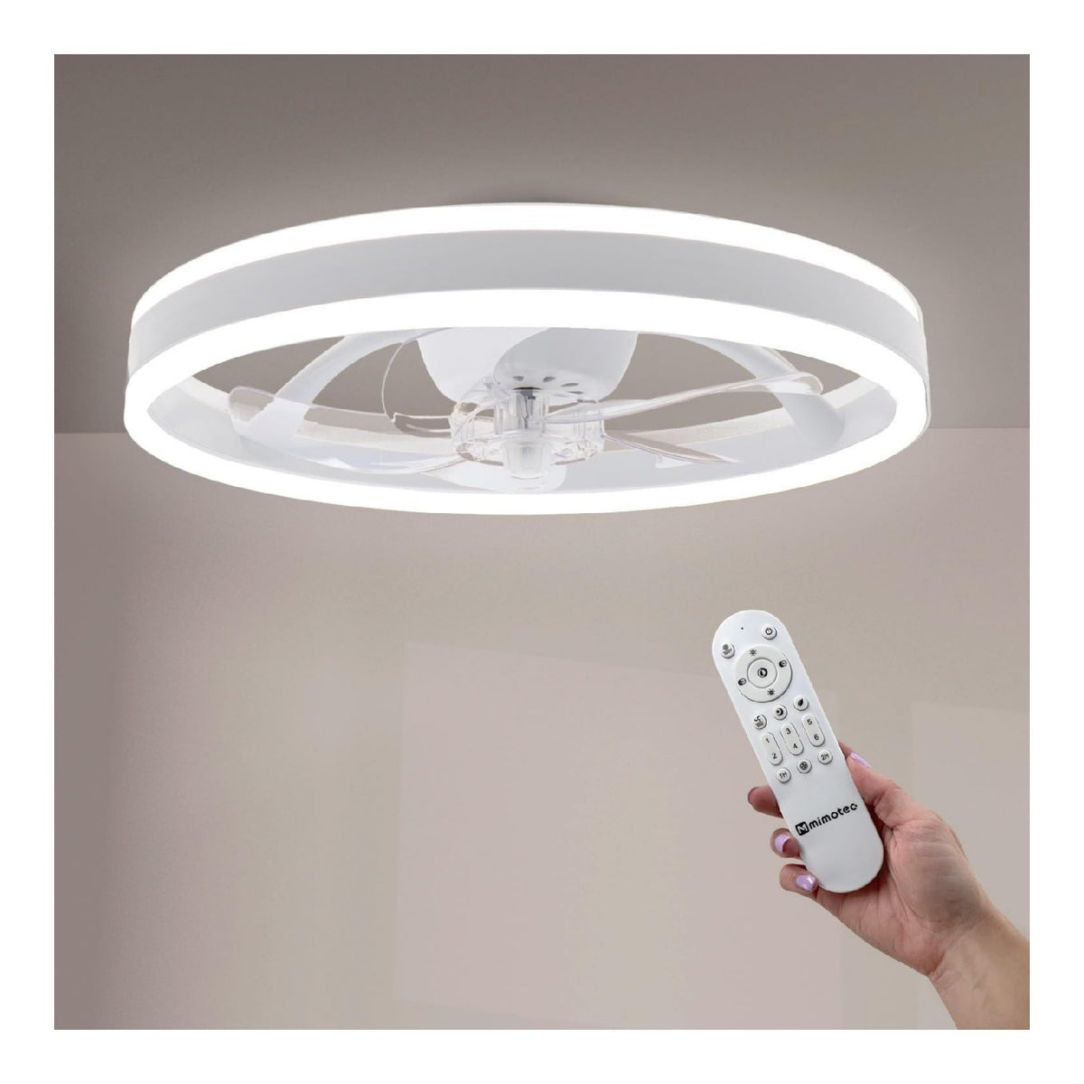 Ventilatore da soffitto con luce mimotec Ventilatore Soffitto Verona bianco