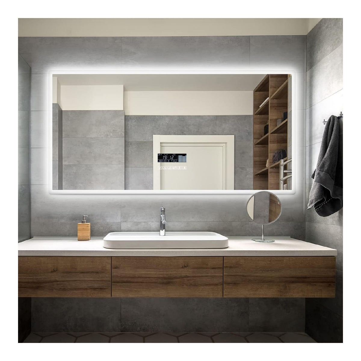 Applique da parete SIRHONA Specchio bagno LED, antiappannamento nero