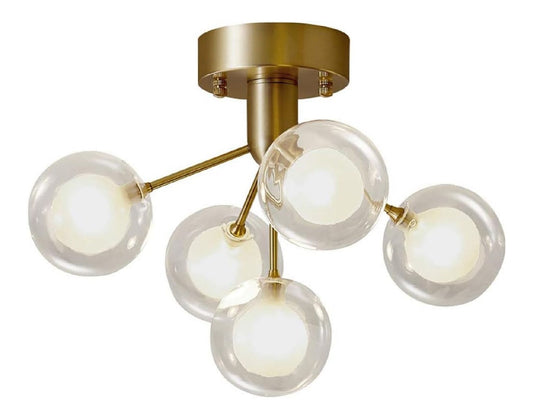 Plafoniera da soffitto con vetro finitura ottone ottone