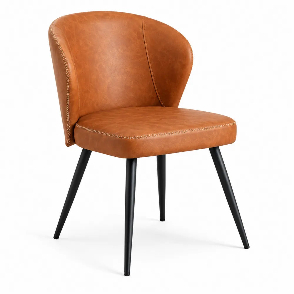 Sedia in Pelle Sintetica Cuoio con Gambe in Metallo