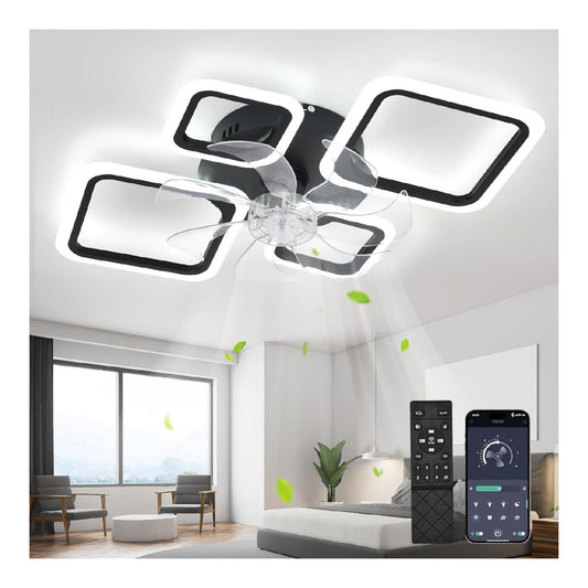 Ventilatore da soffitto con luce dimmerabile regolabile nero regolabile