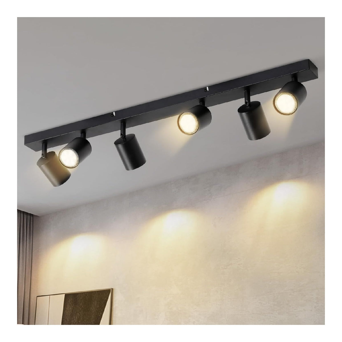 Plafoniera da soffitto regolabile LED integrato nero 6 luci
