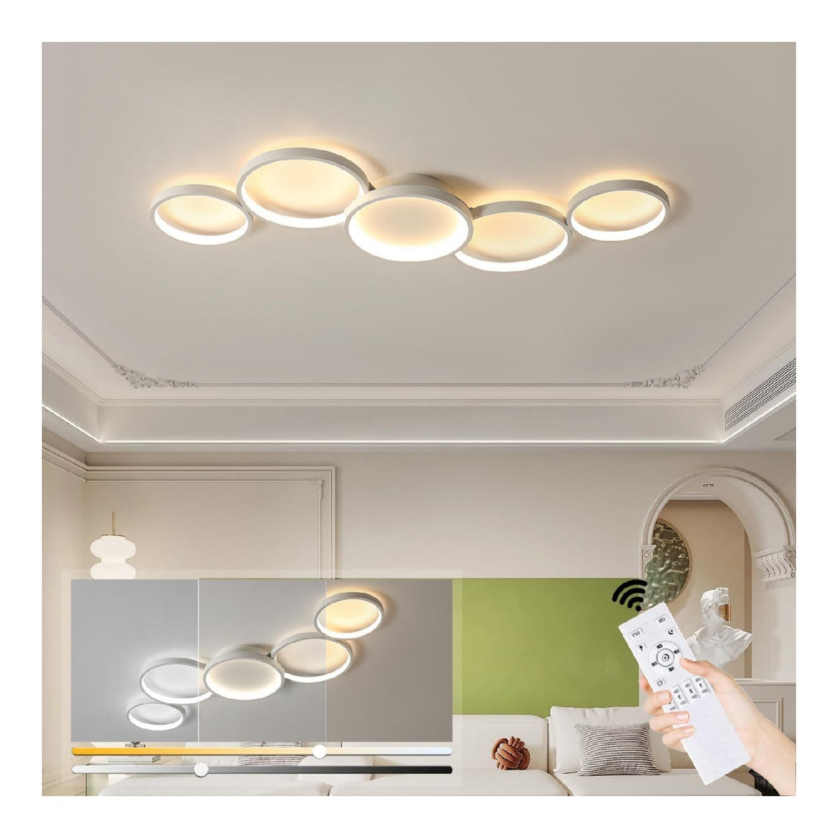 Lampada a soffitto Lampada soffitto rotonda anelli Plafoniera bianco