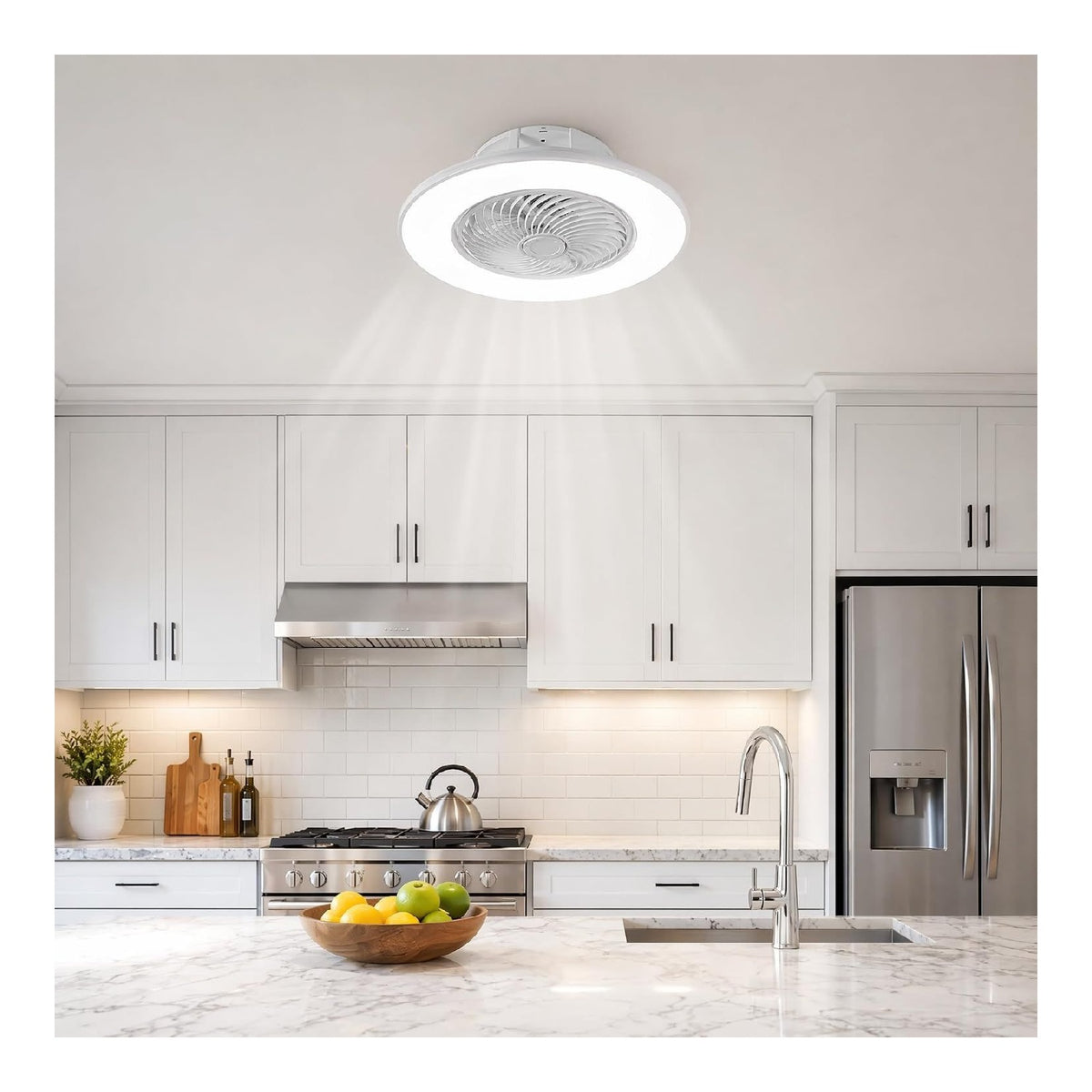 Ventilatore da soffitto con luce dimmerabile regolabile bianco 56 cm