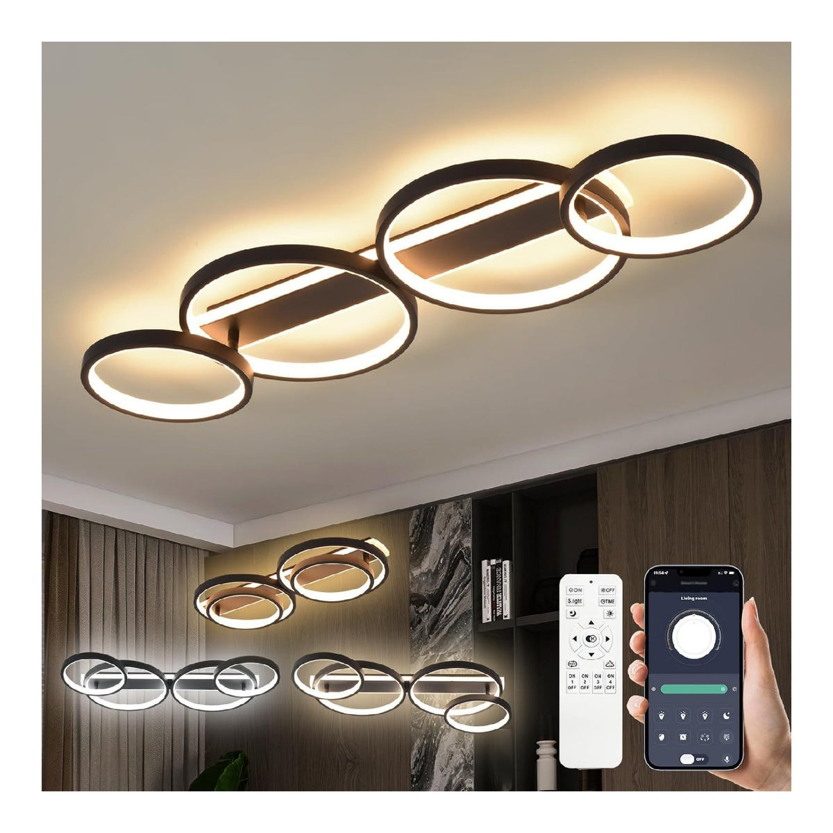 Plafoniera da soffitto 86 cm dimmerabile nero