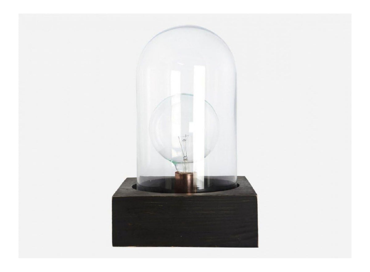 Lampada da tavolo con diffusore in vetro nero