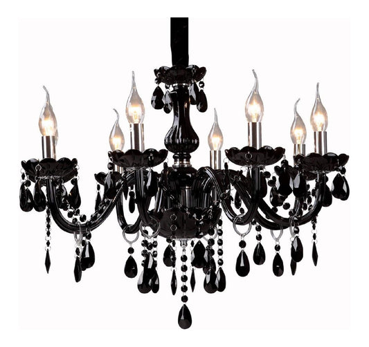 Lampada a sospensione 50 cm con cristalli nero
