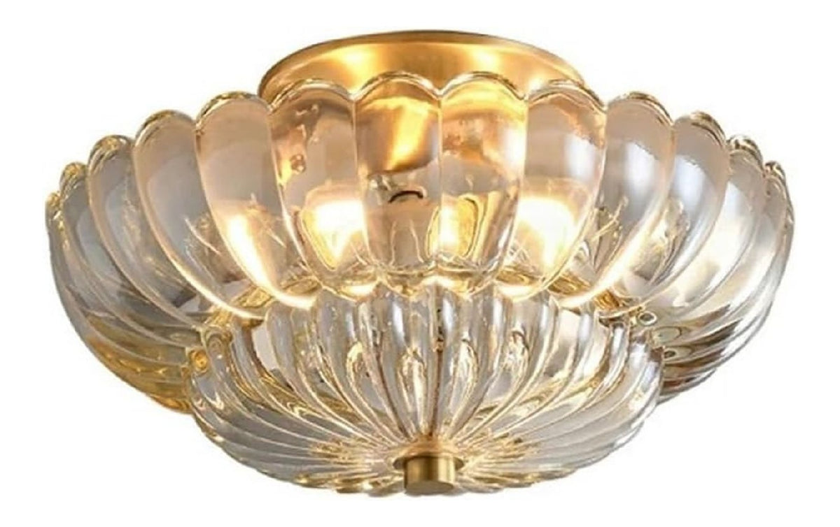 Plafoniera Plafoniera vintage ottone dorato vetro