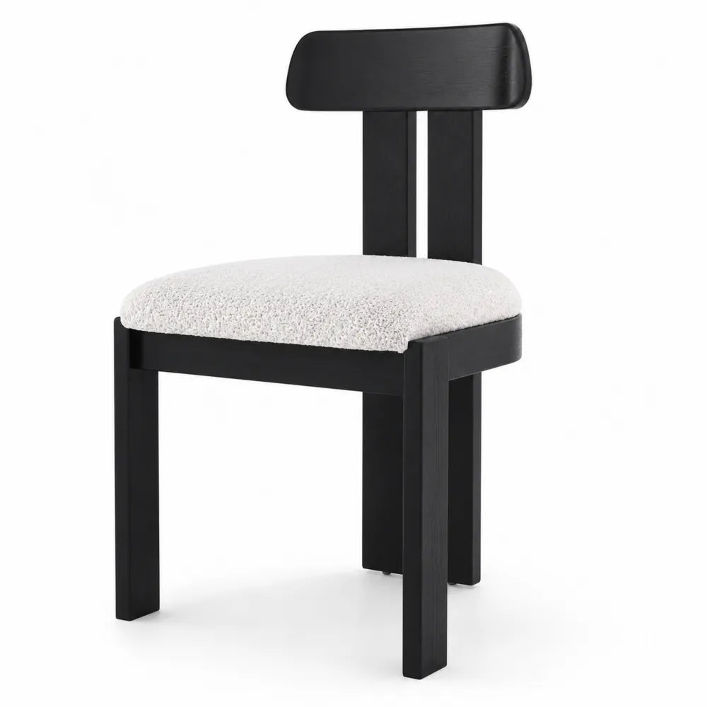 Sedia in Legno Nero con Seduta in Boucl¨¦