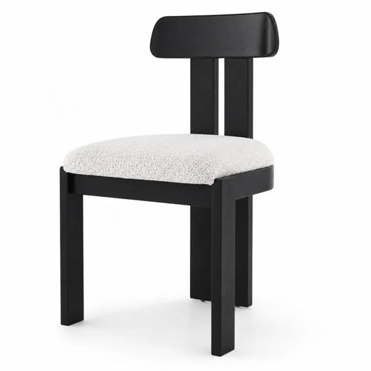 Sedia in Legno Nero con Seduta in Boucl¨¦