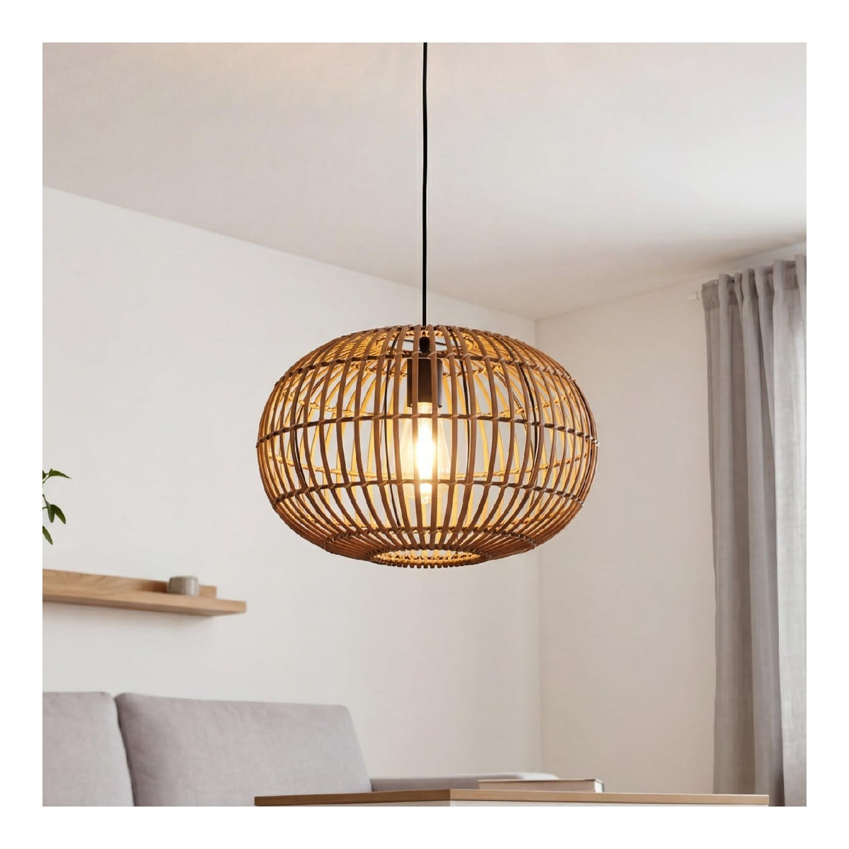 Struttura in metallo lampada a sospensione 40 cm nero