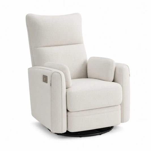Poltrona reclinabile in tessuto beige con base