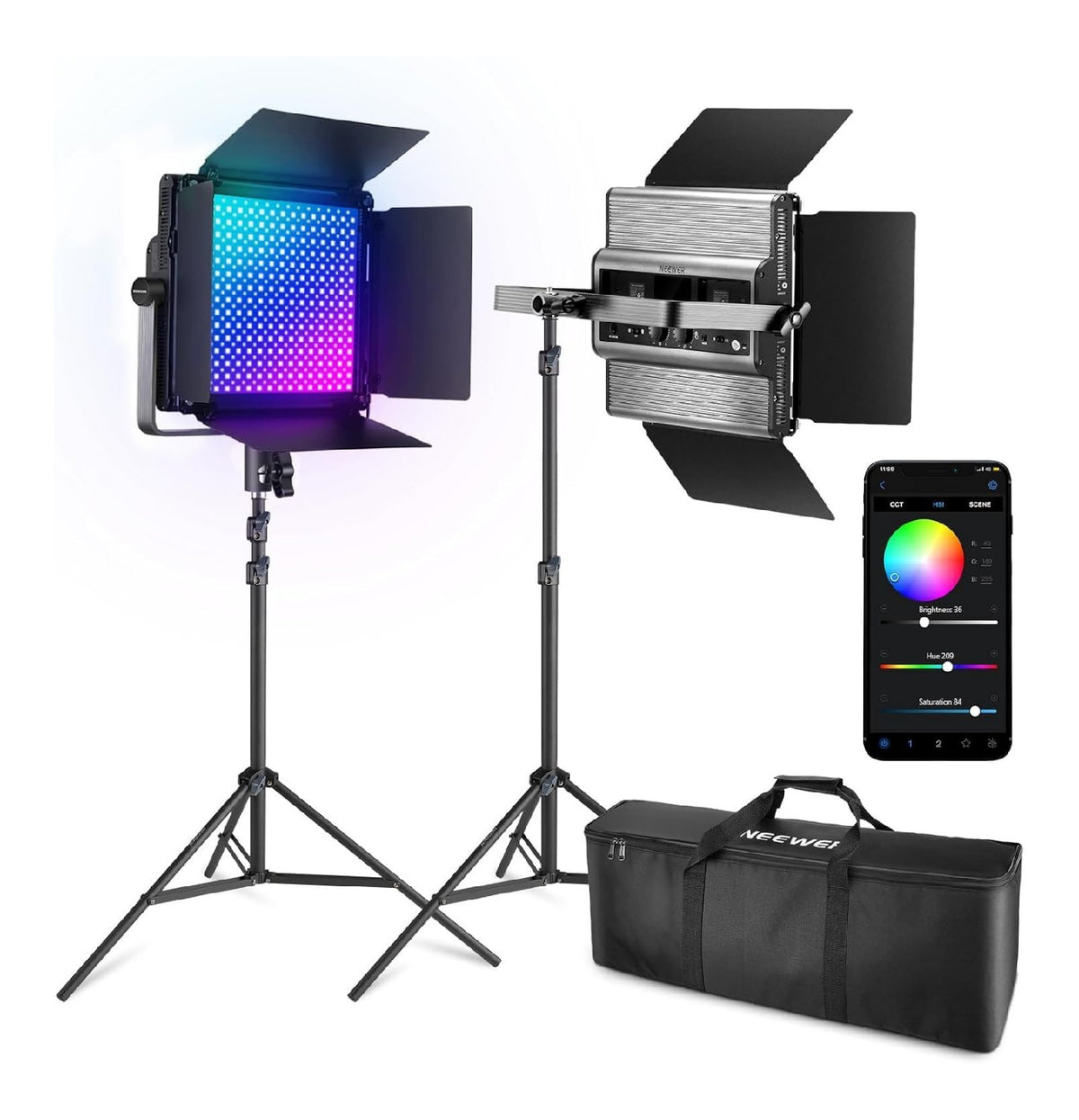 Luce video LED regolabile con telecomando nero