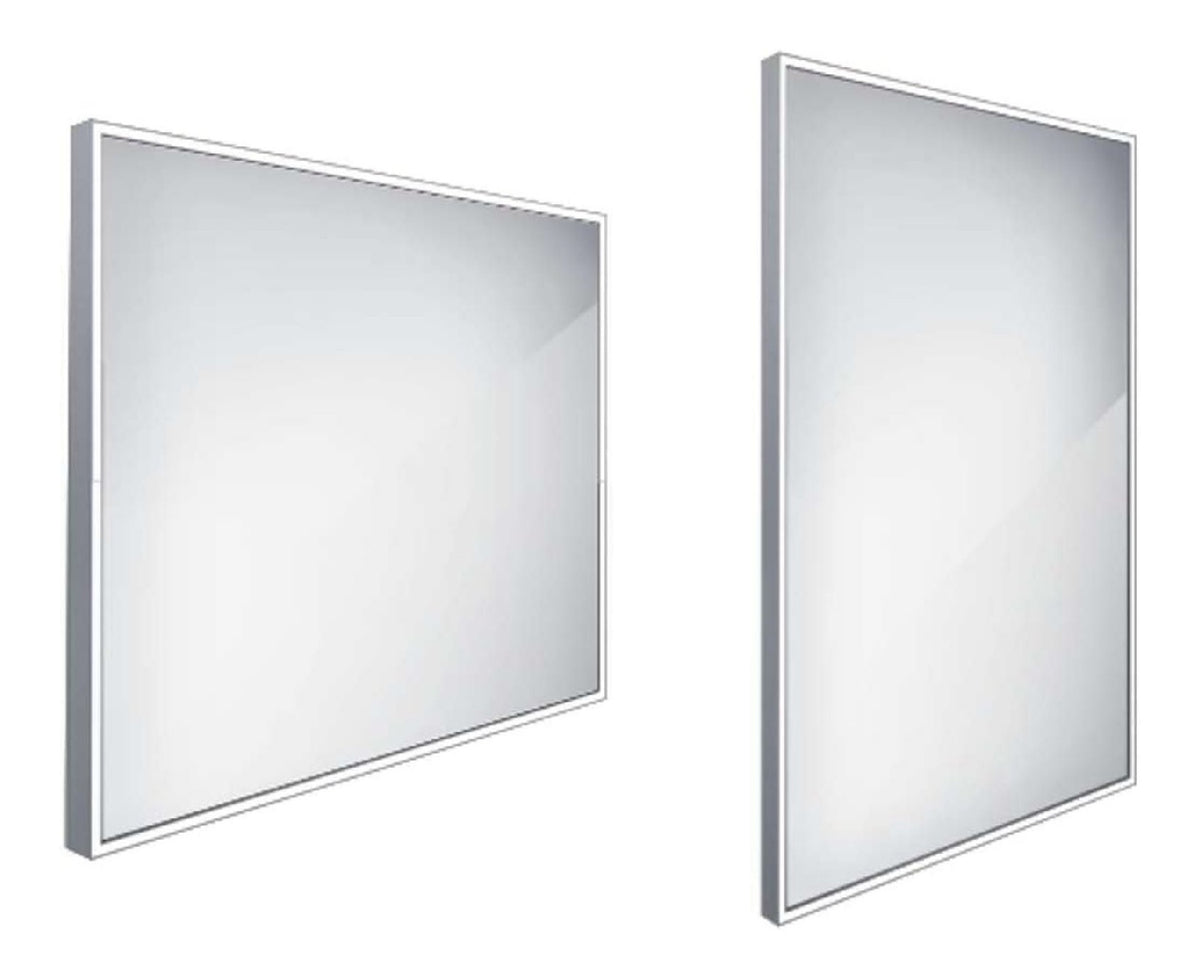 Nimco Specchio cosmetico luce LED, con diffusore in vetro in alluminio bianco