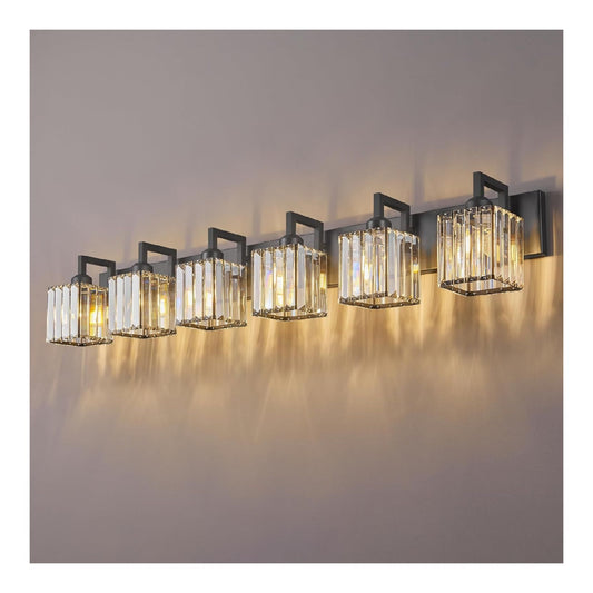 Applique da parete Lampada bagno nera, Illuminazione vanita trasparente