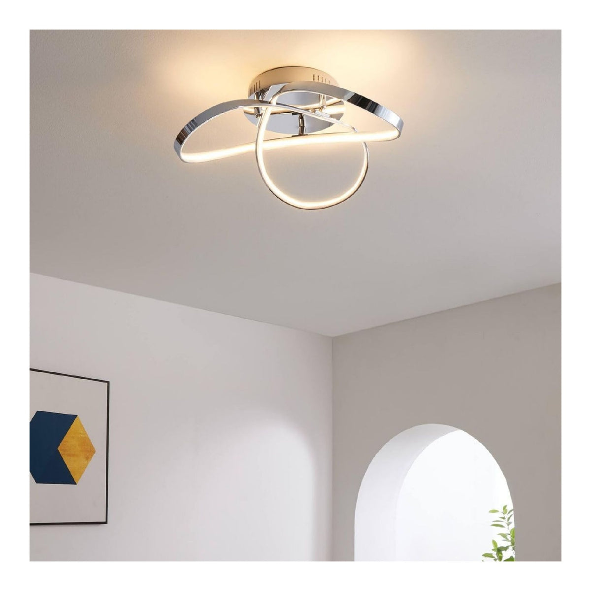 Struttura in metallo plafoniera da soffitto LED integrato argento