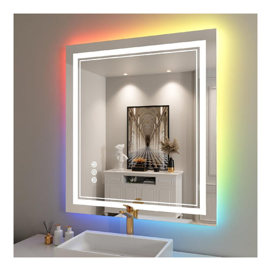 Specchio bagno pollici cambio colore dimmerabile regolabile oro