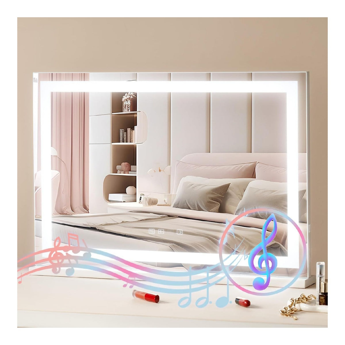 Specchio Trucco Illuminato Lampadine Banco regolabile LED integrato bianco
