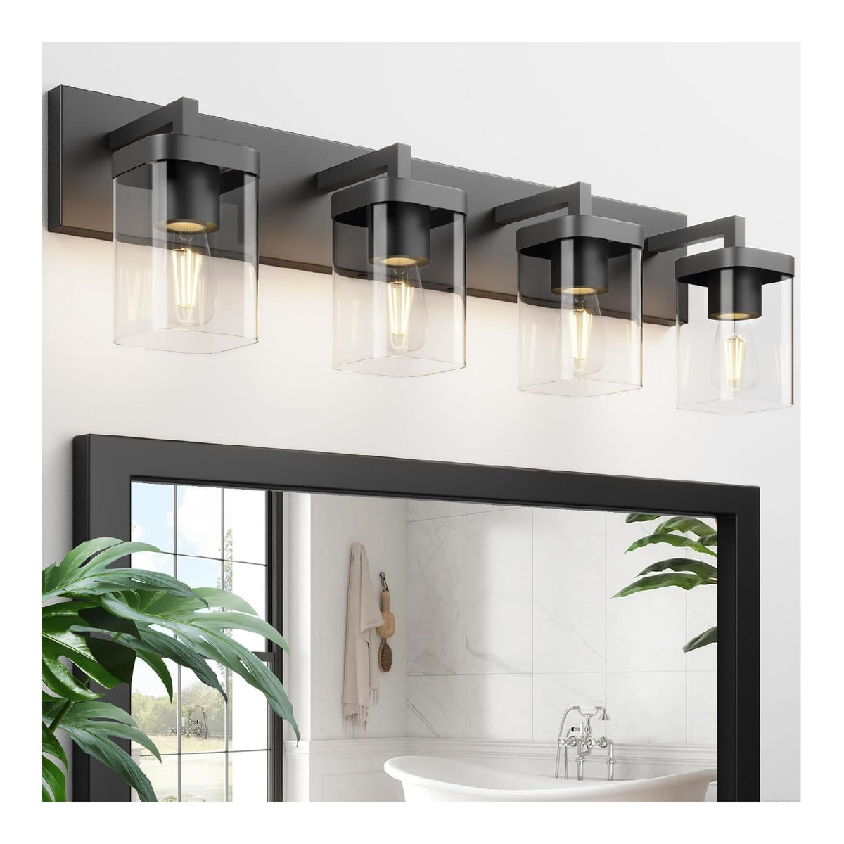 Apparecchi illuminazione bagno sopra specchio, dimmerabile regolabile nero
