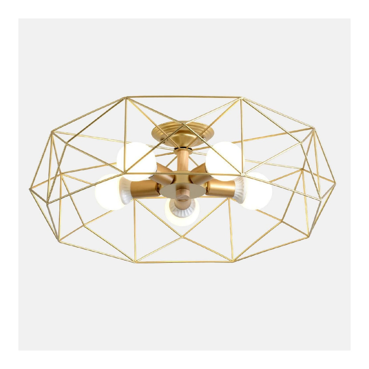 Plafoniera da soffitto struttura in metallo finitura ottone oro