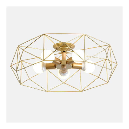 Plafoniera da soffitto struttura in metallo finitura ottone oro