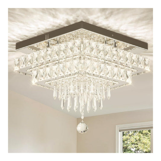 Plafoniera da soffitto con cristalli LED integrato bianco