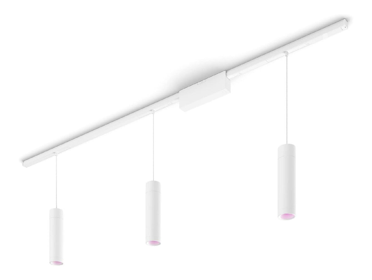 Lampada a sospensione Perifo, illuminazione binario luci, Bianco bianco