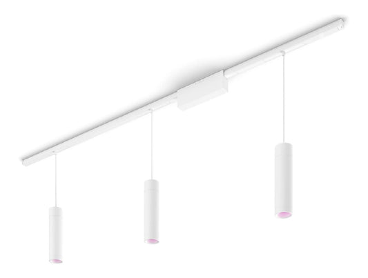 Lampada a sospensione Perifo, illuminazione binario luci, Bianco bianco
