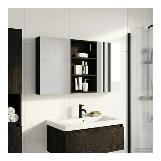 armadietti bagno, legno design montato LED integrato bianco