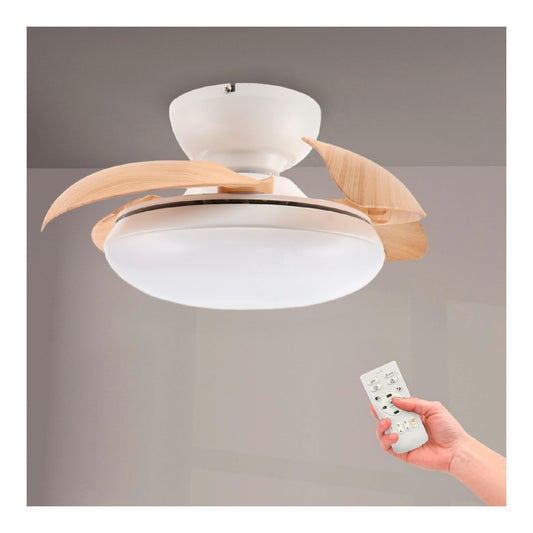 Ventilatore da soffitto con luce 72.5 cm dimmerabile bianco