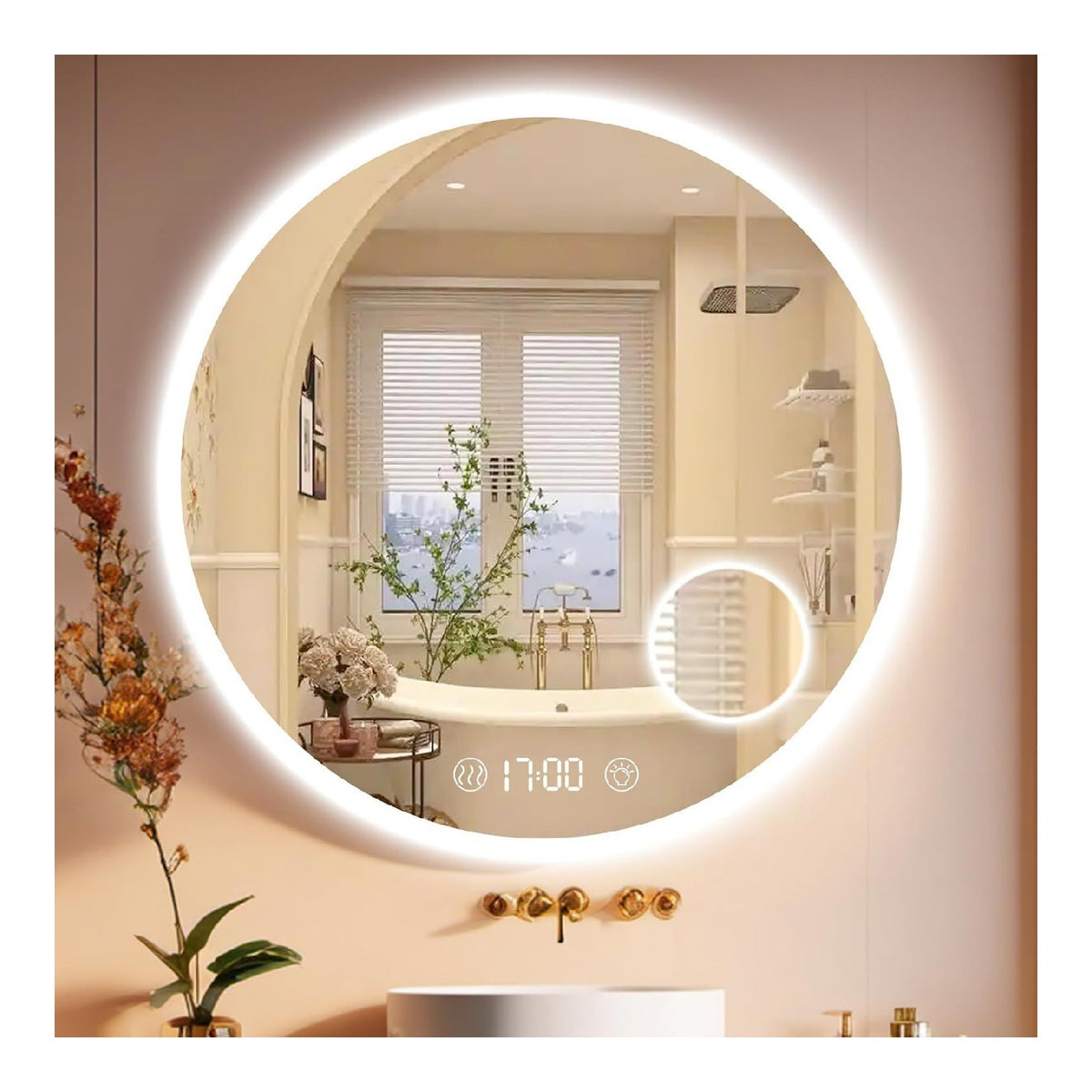 Illuminazione per interni Specchio Bagno Rotondo, Illuminazione Dimmerabile, bianco