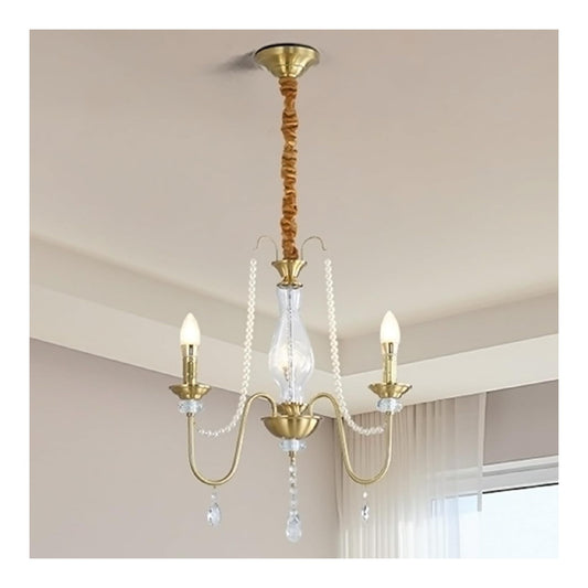 Lampadario da soffitto Lampadario cristallo perline perle, illuminazione oro