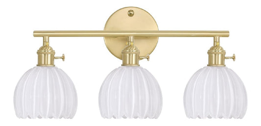 Shenmoyl Lampada bagno luci, ottone, regolabile con diffusore in vetro bianco