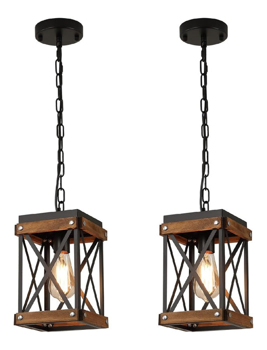 Lampada a sospensione Confezione lampade sospensione rustiche legno nero