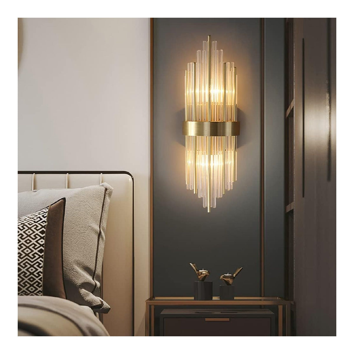 Lampadari bagno luce Lampadari parete con cristalli con diffusore in vetro ottone
