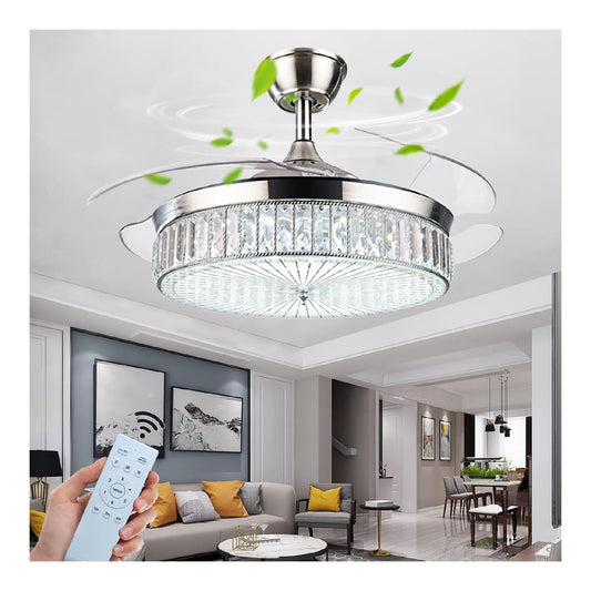 Ventilatore da soffitto con luce 122 cm regolabile argento