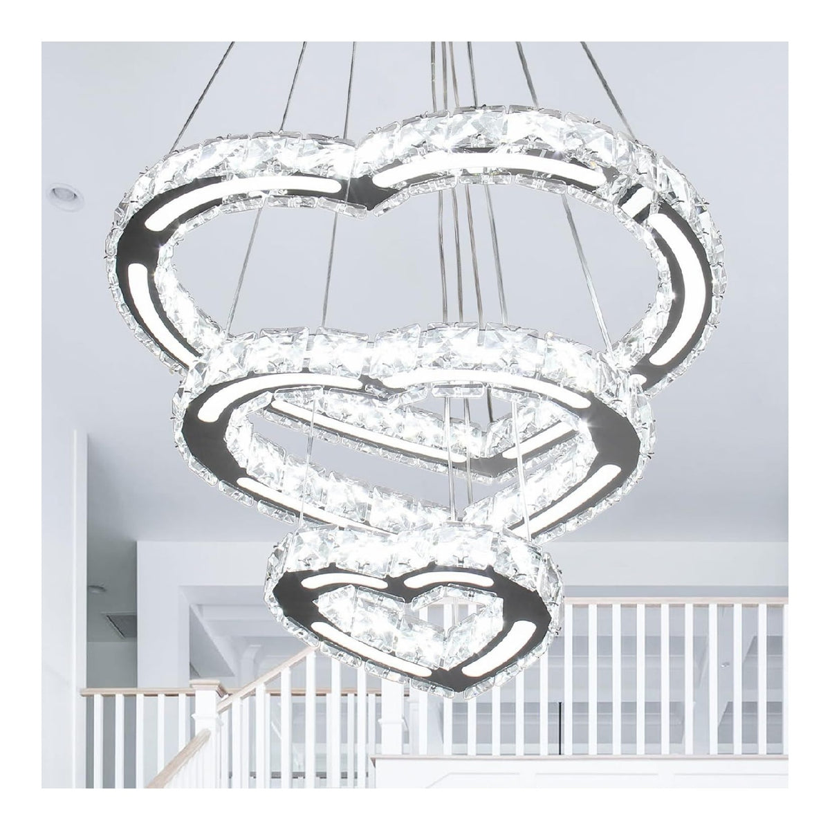 Plafoniera da soffitto 40 cm con cristalli bianco