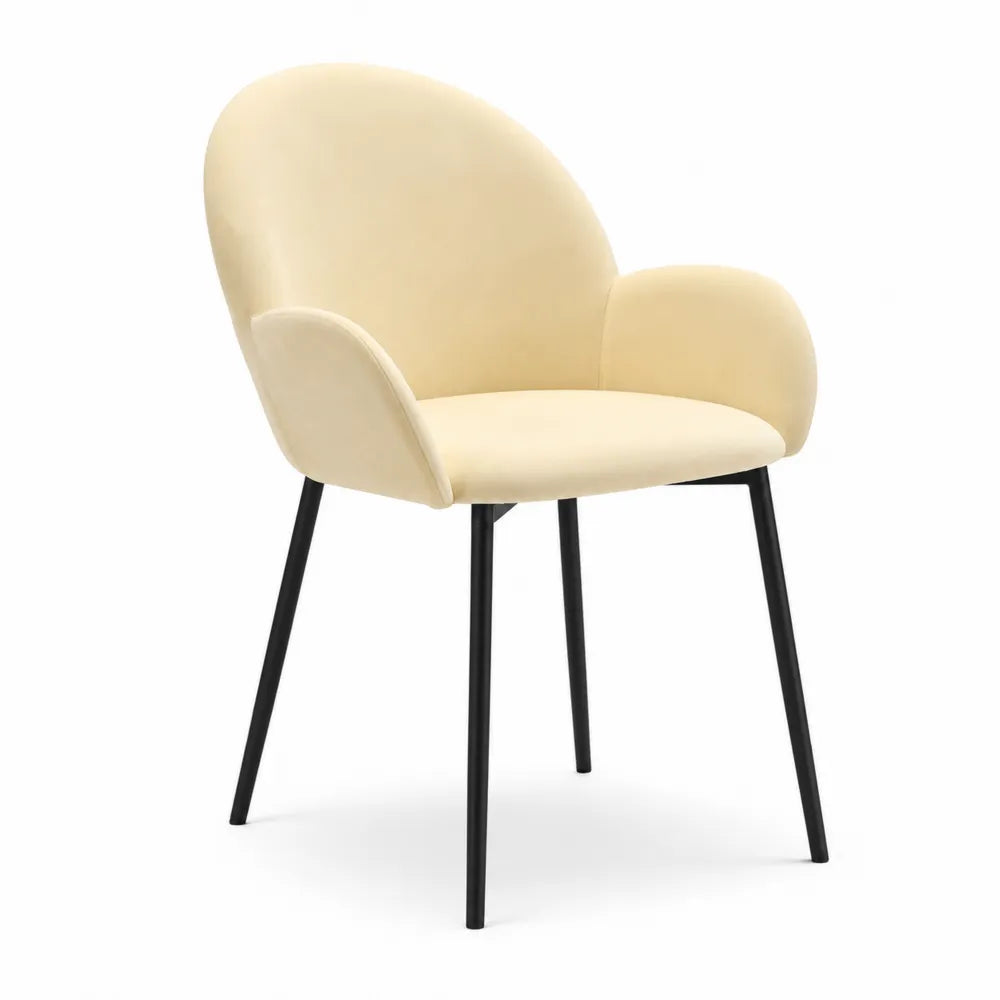 Sedia in velluto beige con gambe in metallo