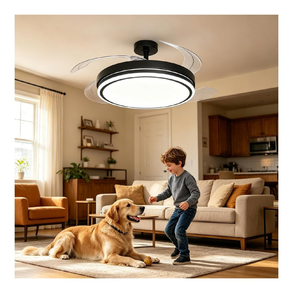 Maxled, Light Ventilatore Soffitto Illuminazione 31 cm dimmerabile nero