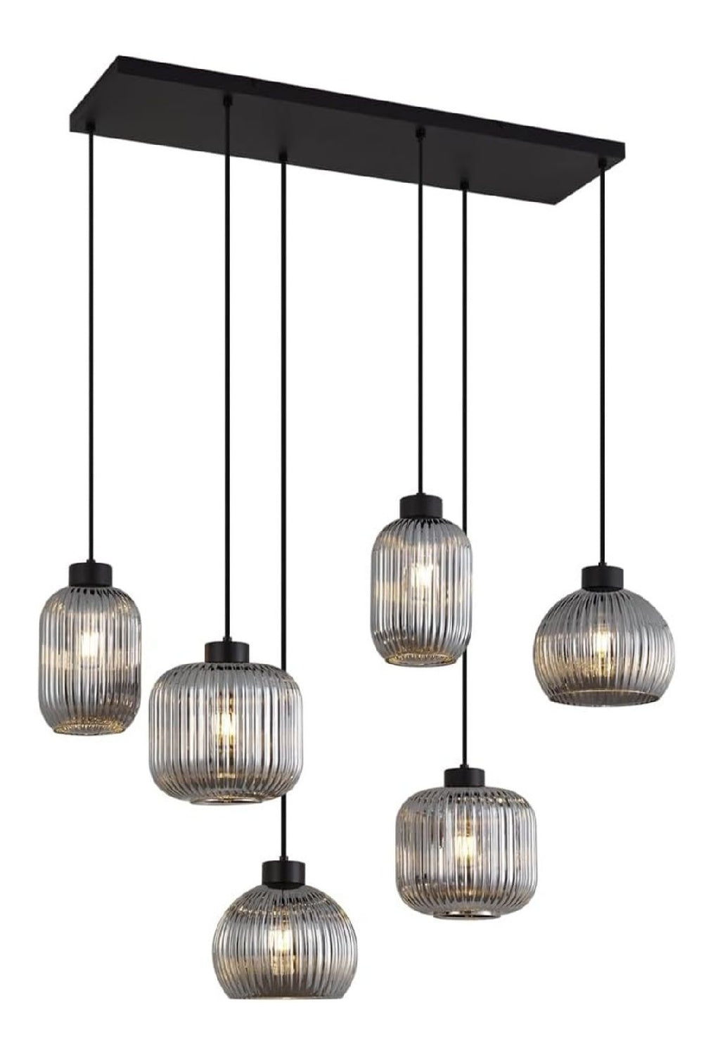 Con diffusore in vetro lampadario decorativo LED integrato nero